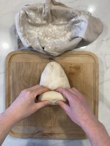 The forth step of shaping an oval boule